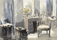 Cottage interior with daffodils